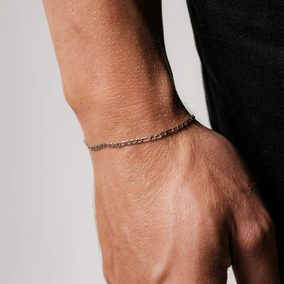 3MM FIGARO BRACELET - SILVER
