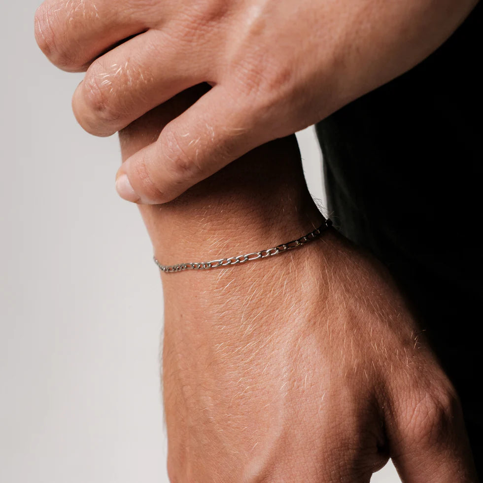 3MM FIGARO BRACELET - SILVER