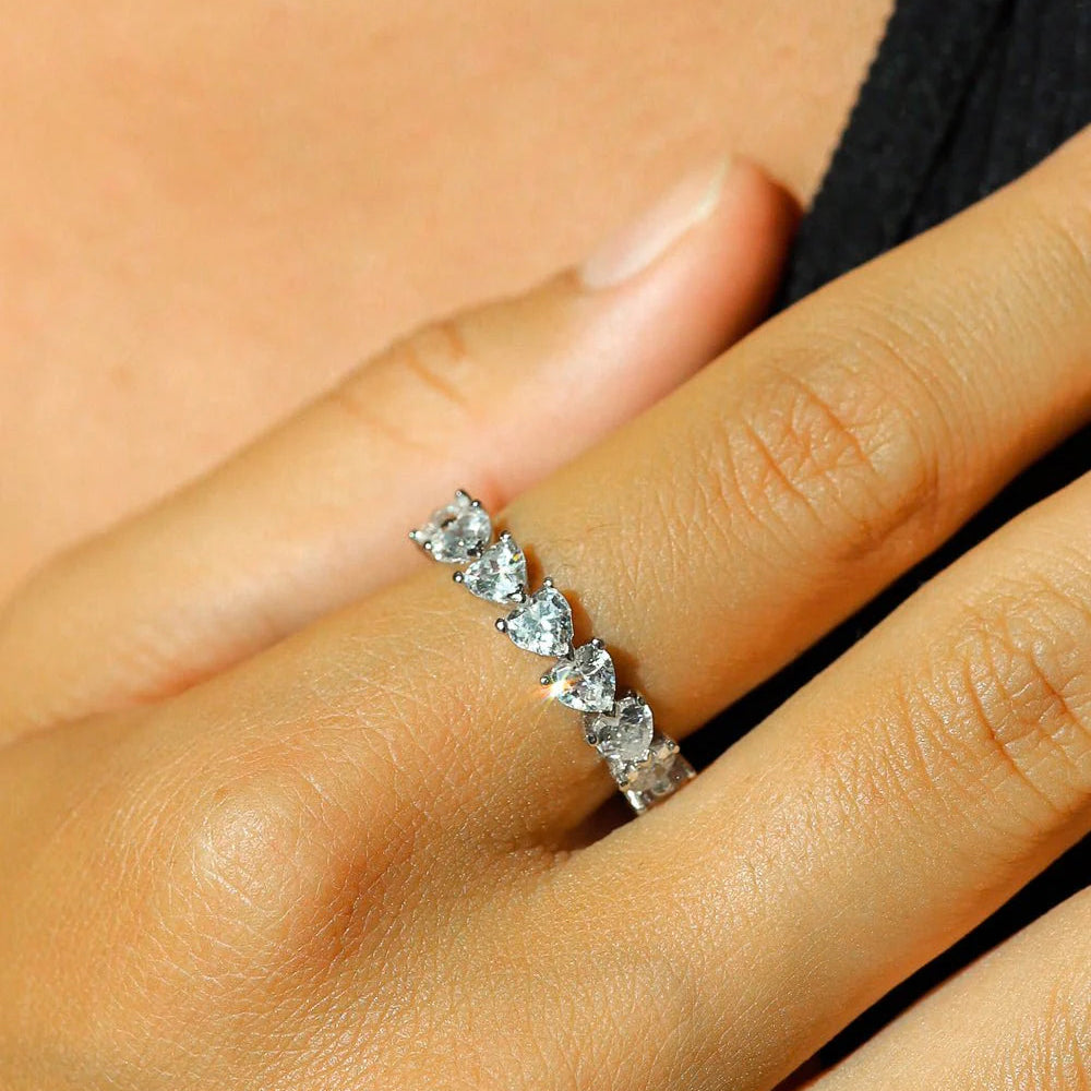 HEART CUT BAND RING. - 925 STERLING SILVER