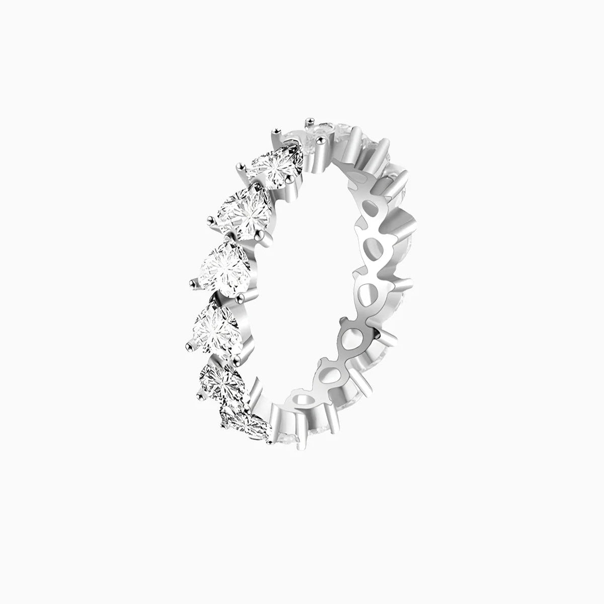 HEART CUT BAND RING. - 925 STERLING SILVER